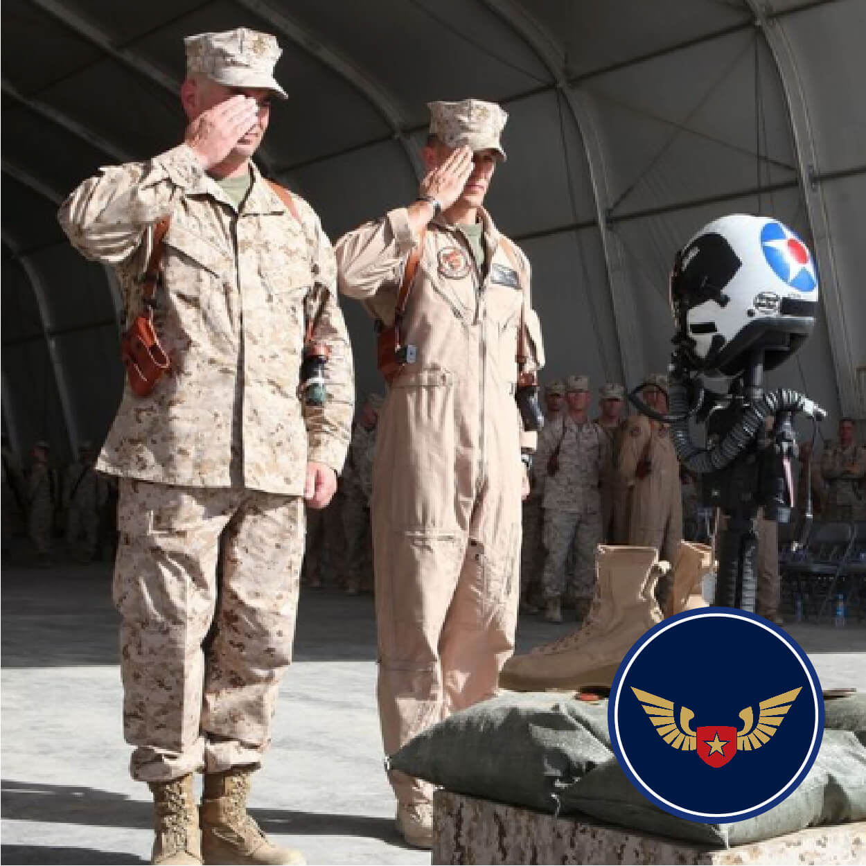 Wingman Foundation thumbnail - seal and men saluting a fallen soldier